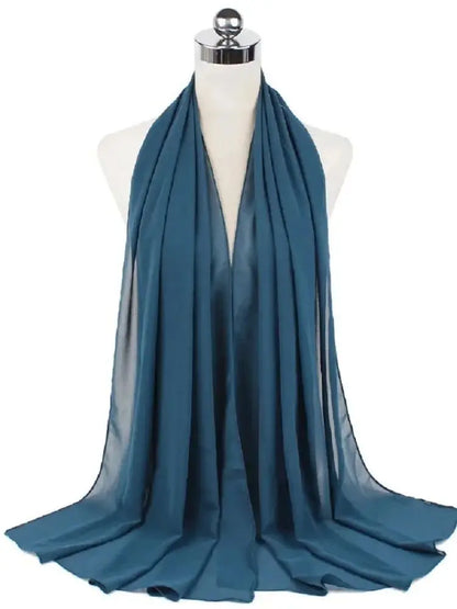 Solid Chiffon Hijab Scarf & Shawl for Women | Ready-to-Wear Muslim Headscarf | 65 Colors