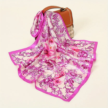 Printed Satin-Feel Square Scarf – Silk-Look Hijab, Turban & Head Wrap for Women | Multiple Sizes & Prints