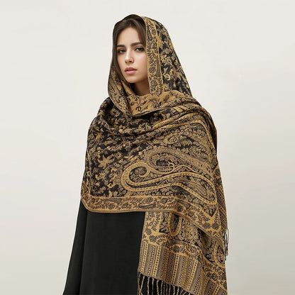Women's Embroidered Pashmina Hijab Scarf – Soft Cashmere-Feel Shawl