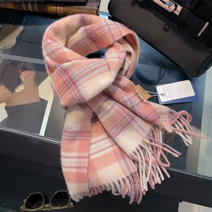 100% Wool Plaid Winter Scarf & Shawl – Long Warm Wrap & Hijab for Women (47 Colors)