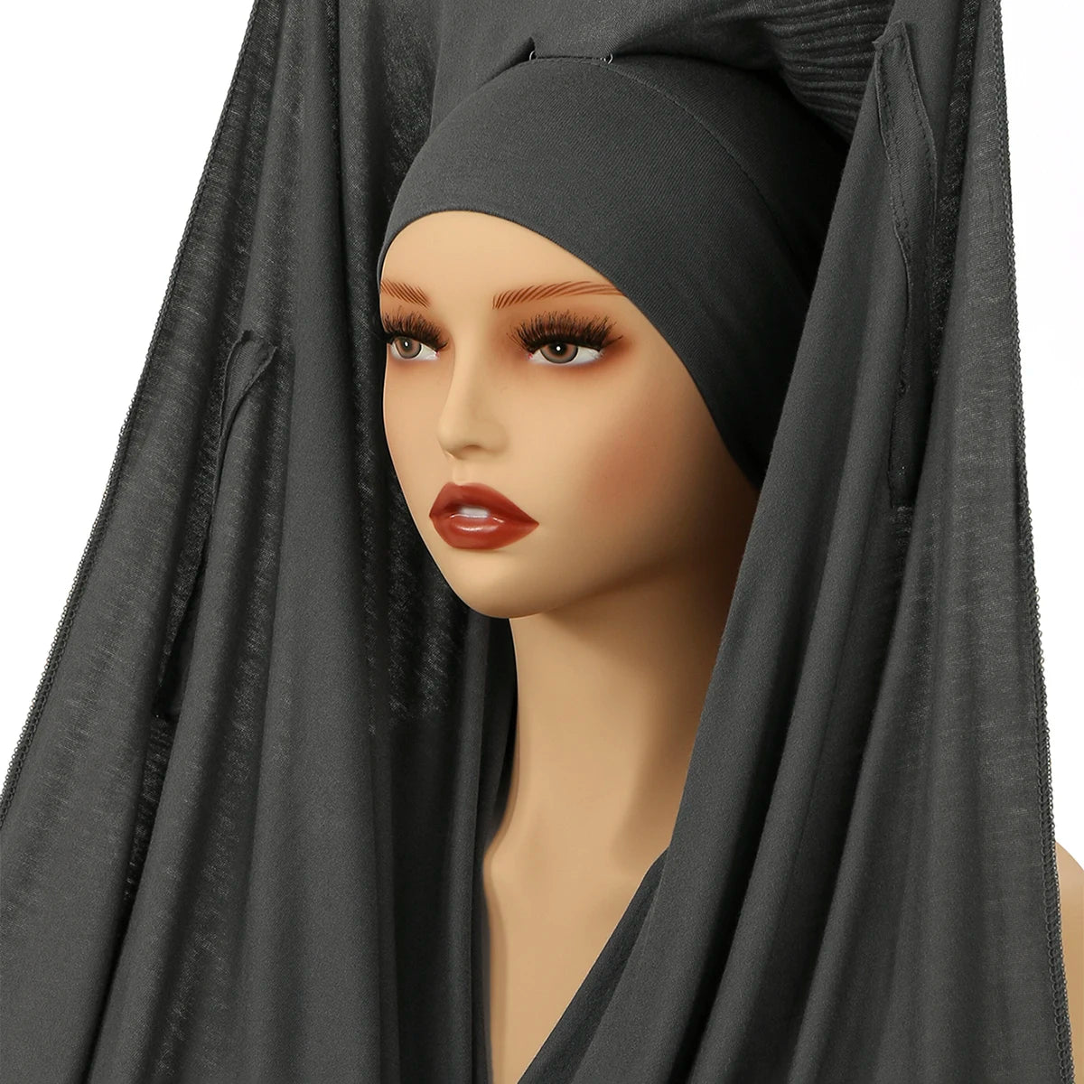 Instant Hijab with Magnetic Buckle – Solid-Color Scarf