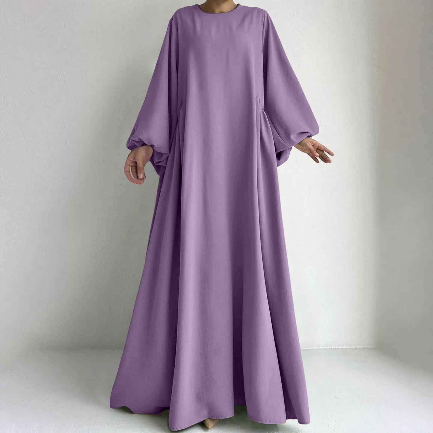 Women's Abaya Prayer Dress – Loose Lantern Sleeve Maxi Robe for Eid & Ramadan | XS–XL