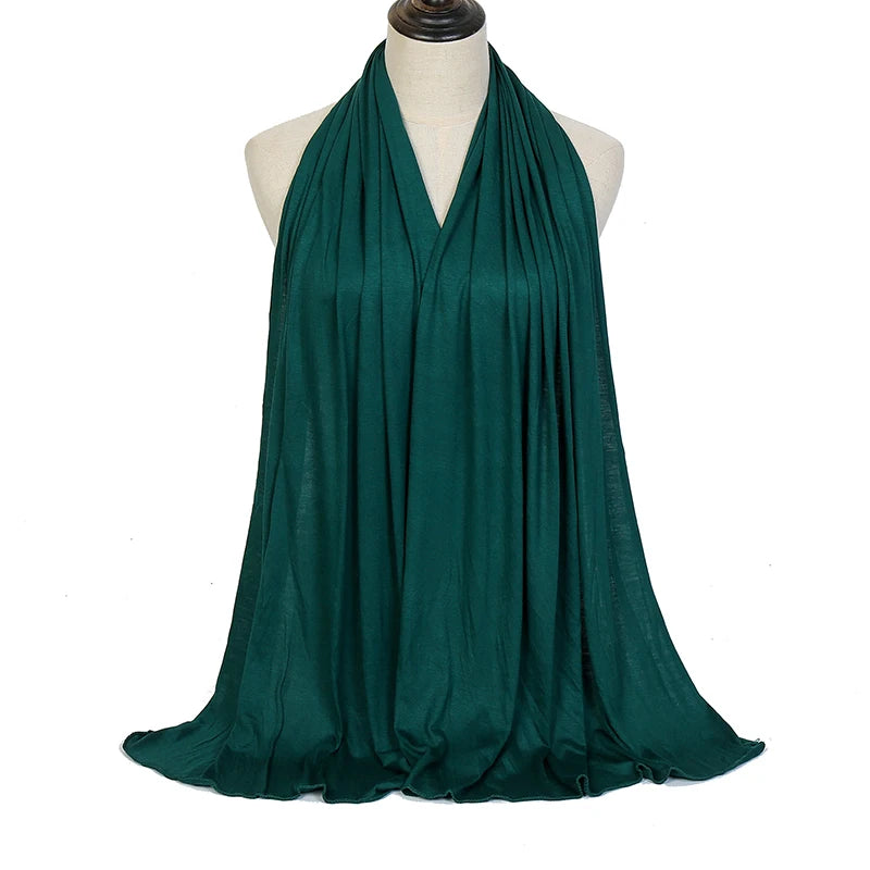 Jersey Hijab Scarf - 170x60cm Solid Color Stretch Polyester Shawl