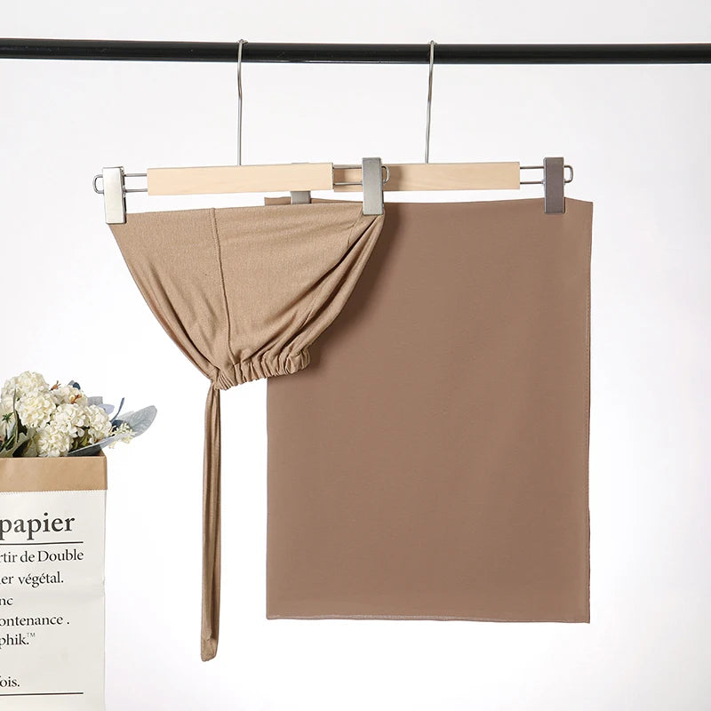 2-Piece Chiffon Hijab & Matching Undercap Set – Plain Shawl with Inner Cap for Women | 42 Colors