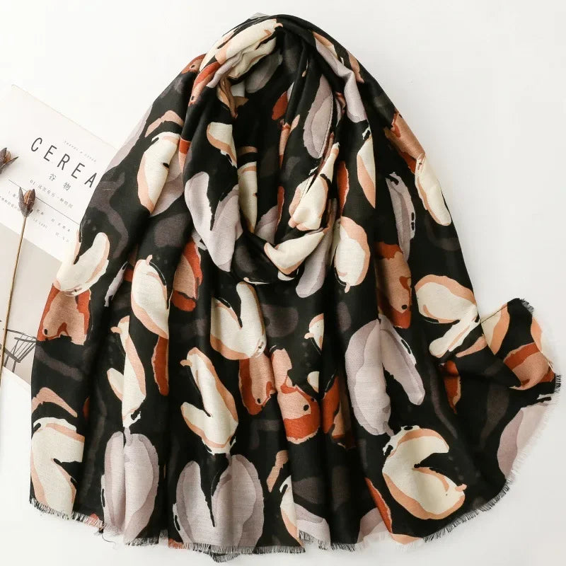 Printed Tassel Hijab Scarf & Shawl for Women | 88×180cm Bohemian Wrap | 60 Designs