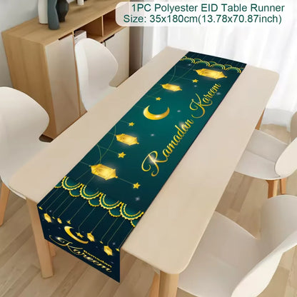 Ramadan Table Runner - Eid Mubarak Cloth Decoration 180x35cm