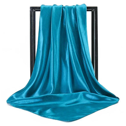 Satin Silk Square Hijab Scarf for Women | 90×90cm Shiny Solid Wrap | 32 Colors