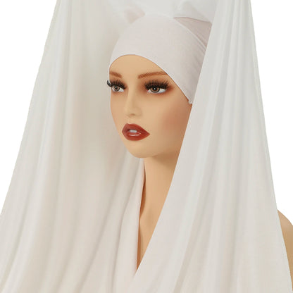 Instant Hijab with Magnetic Buckle – Solid-Color Scarf