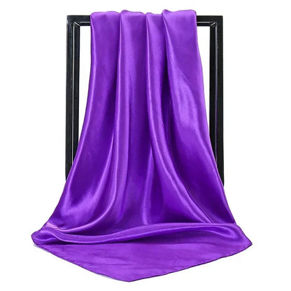 Satin Silk Square Hijab Scarf for Women | 90×90cm Shiny Solid Wrap | 32 Colors