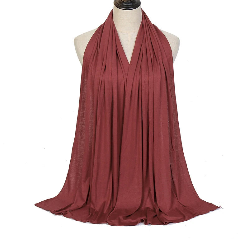 Jersey Hijab Scarf - 170x60cm Solid Color Stretch Polyester Shawl