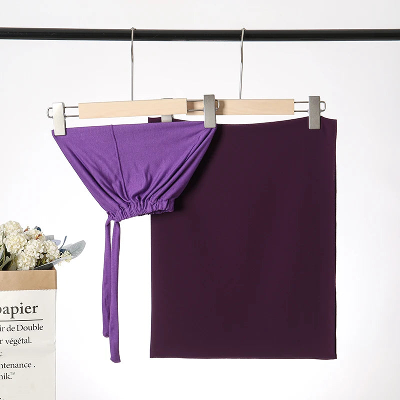 2-Piece Chiffon Hijab & Matching Undercap Set – Plain Shawl with Inner Cap for Women | 42 Colors