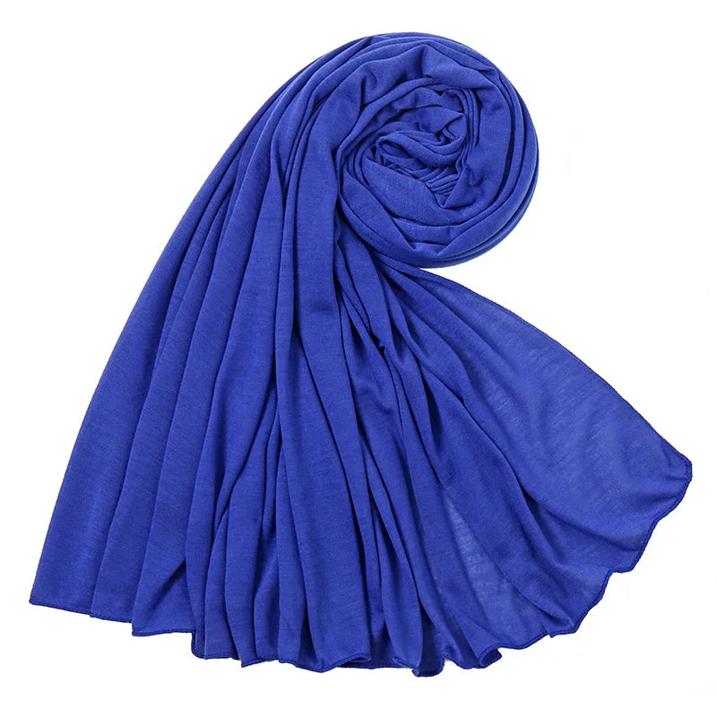 Women's Plain Cotton Jersey Hijab Scarf – Long Soft Shawl, 39 Colors
