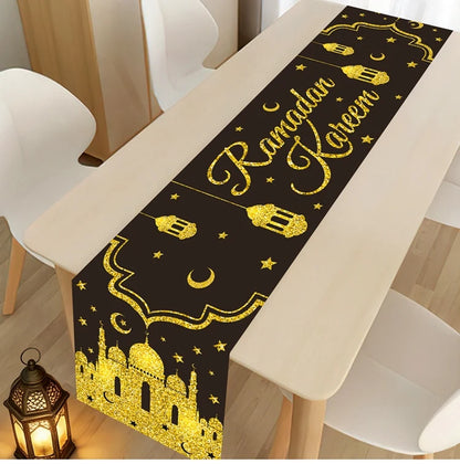Ramadan Table Runner - Eid Mubarak Cloth Decoration 180x35cm