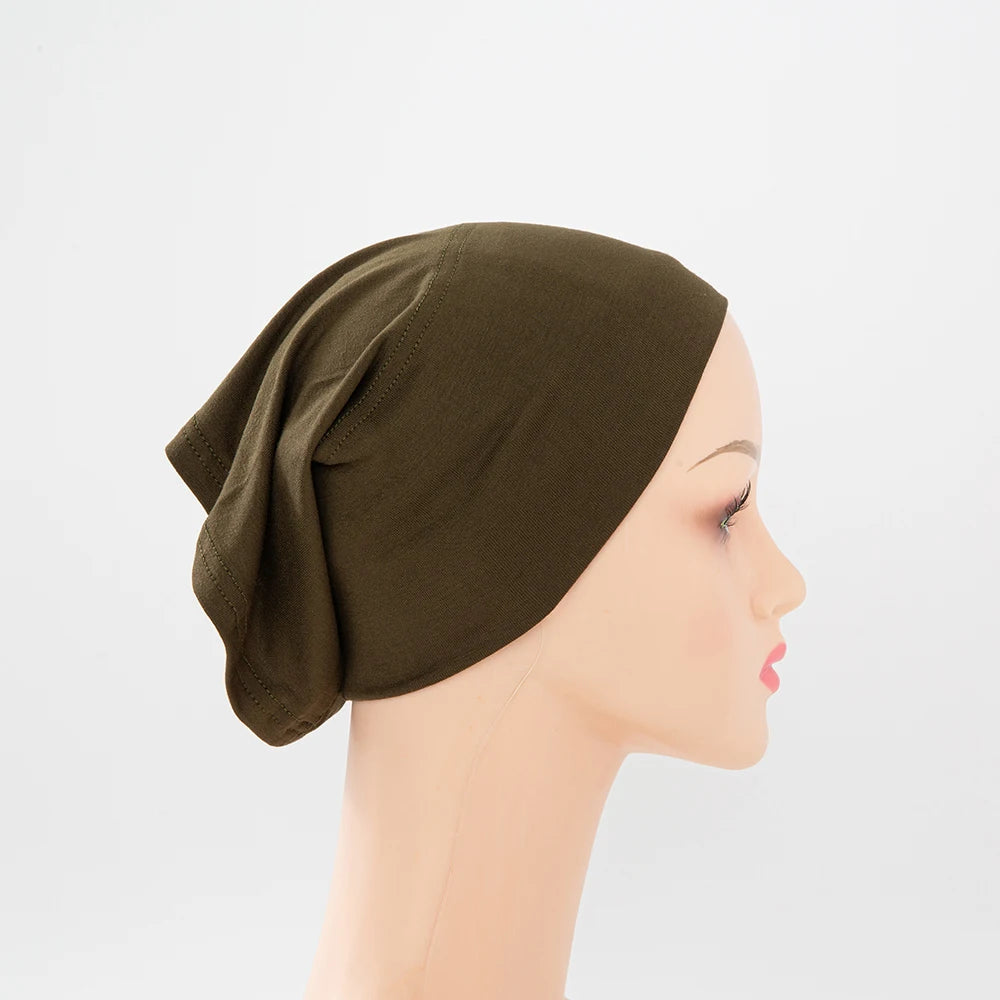 Bamboo Jersey Inner Hijab Tube Cap – Soft Stretch Muslim Underscarf Bonnet | 57 Colors