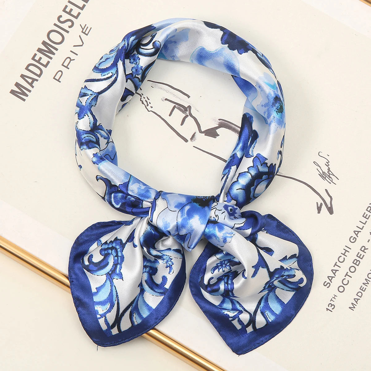 Printed Satin-Feel Square Scarf – Silk-Look Hijab, Turban & Head Wrap for Women | Multiple Sizes & Prints