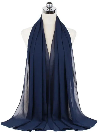 Solid Chiffon Hijab Scarf & Shawl for Women | Ready-to-Wear Muslim Headscarf | 65 Colors