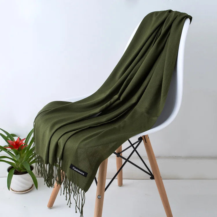 Solid Color Tassel Scarf & Shawl – Lightweight Wrap & Pashmina for Women | 36 Colors