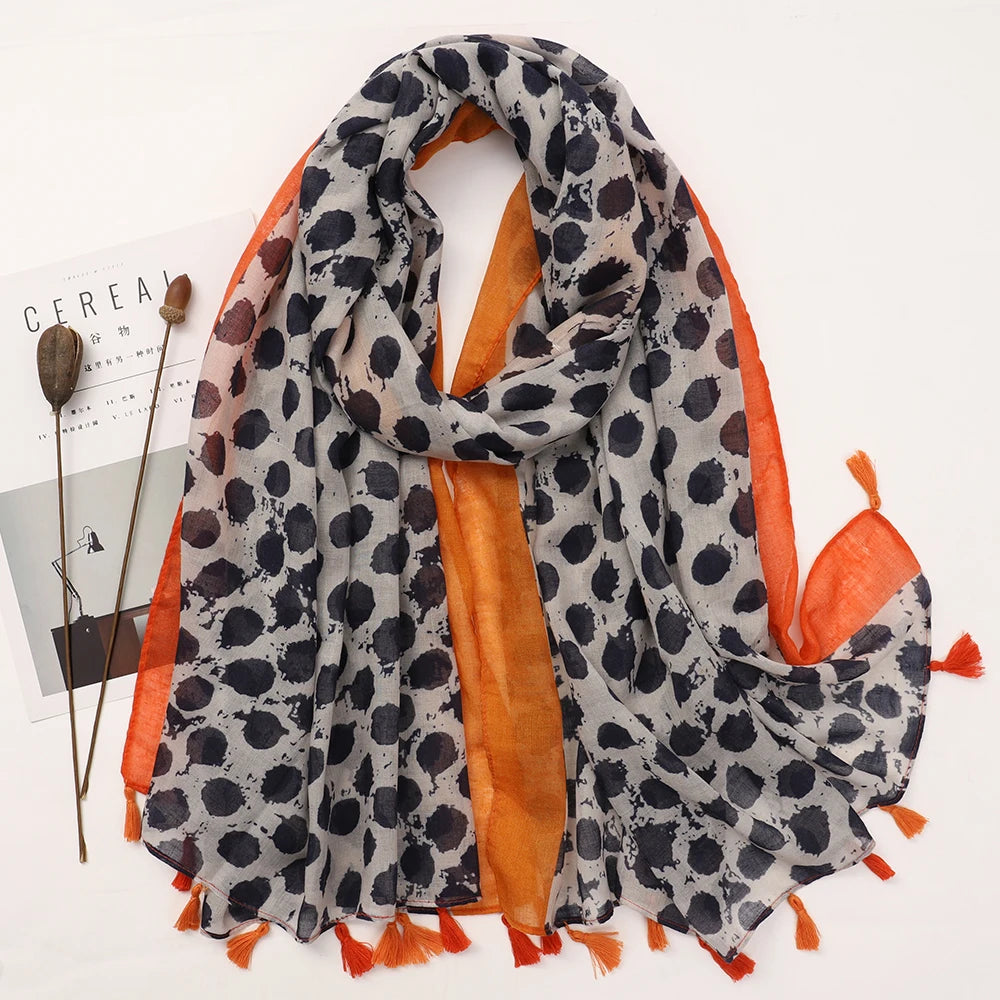 Large Printed Tassel Scarf & Shawl – Cotton Blend Hijab, Beach Wrap & Stole for Women (43 Colors)