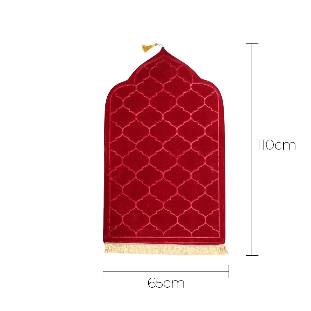 Soft Flannel Muslim Prayer Mat – Non-Slip Embossed Rug for Travel & Daily Prayer | 5 Colors