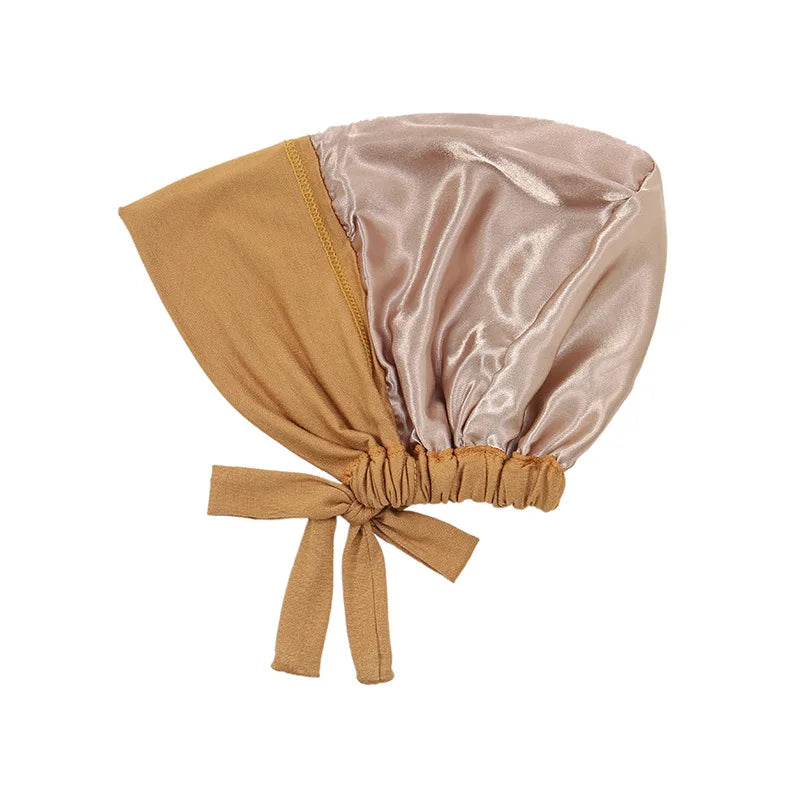 Satin Hijab Undercap with Tie | Double Layer Inner Cap Bonnet for Women | 15 Colors