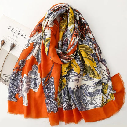 Printed Tassel Hijab Scarf & Shawl for Women | 88×180cm Bohemian Wrap | 60 Designs