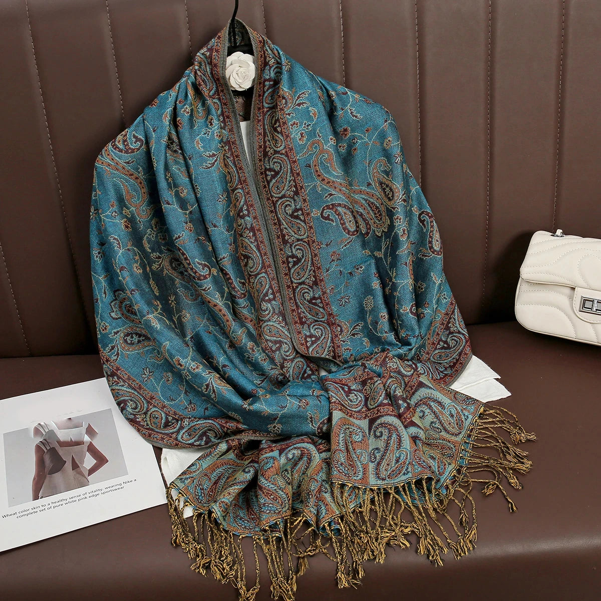 Women's Embroidered Pashmina Hijab Scarf – Soft Cashmere-Feel Shawl