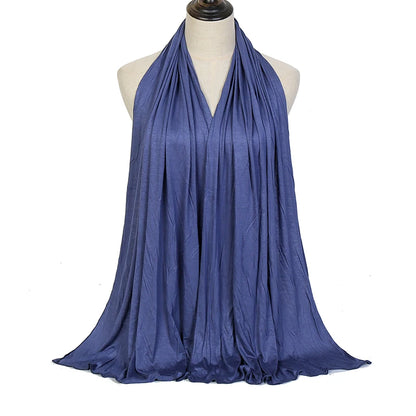 Jersey Hijab Scarf - 170x60cm Solid Color Stretch Polyester Shawl