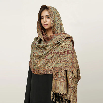 Women's Embroidered Pashmina Hijab Scarf – Soft Cashmere-Feel Shawl