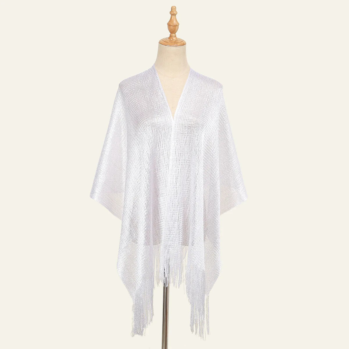 Shiny Silk Hijab Scarf & Evening Shawl for Women | Lace Tassel Party Wrap | 6 Colors