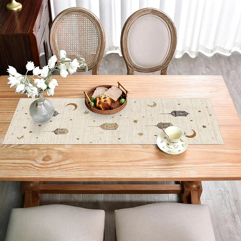 Ramadan Star & Lantern Table Runner | Eid Mubarak Home Decor | 3 Sizes