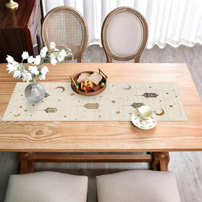 Ramadan Star & Lantern Table Runner | Eid Mubarak Home Decor | 3 Sizes