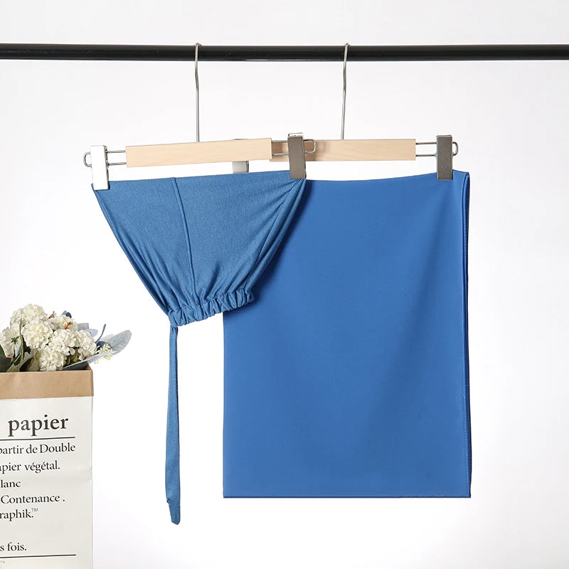 2-Piece Chiffon Hijab & Matching Undercap Set – Plain Shawl with Inner Cap for Women | 42 Colors