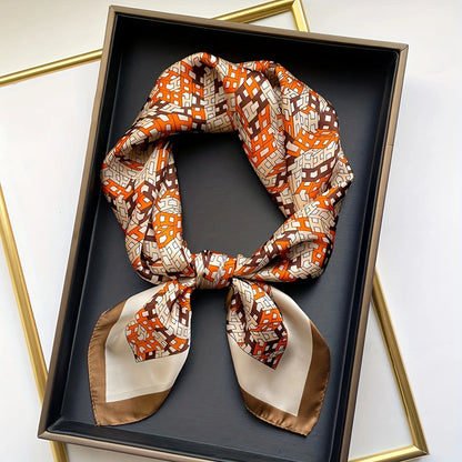 Paisley Print Square Silk-Feel Scarf – Lightweight Neck & Head Wrap for Women (32 Colors)