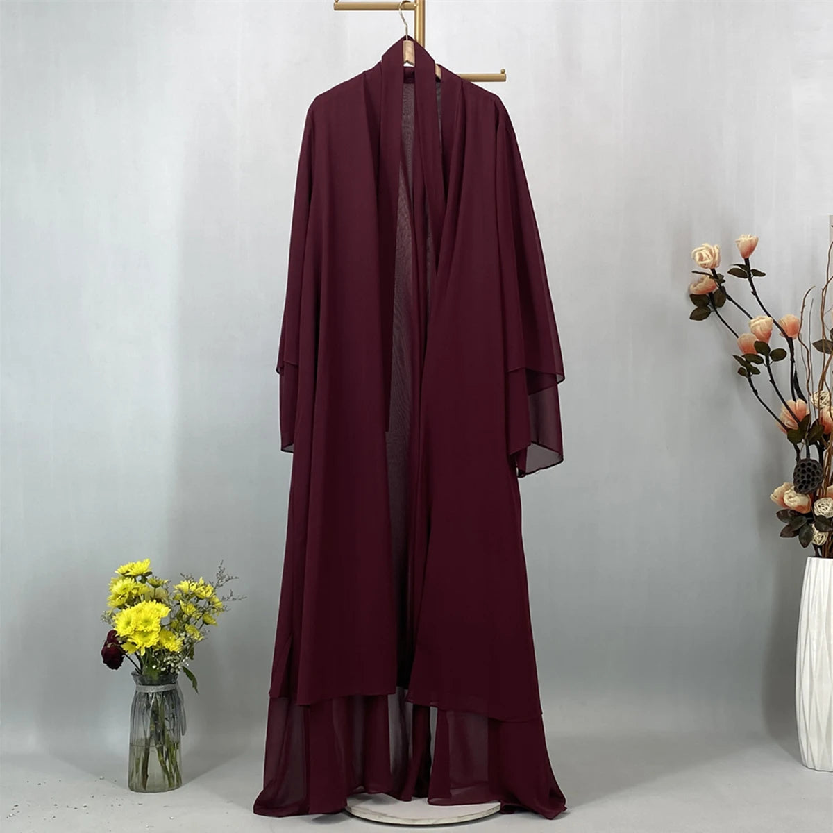 Women's Chiffon Open Abaya – Lightweight Modest Robe with Sash