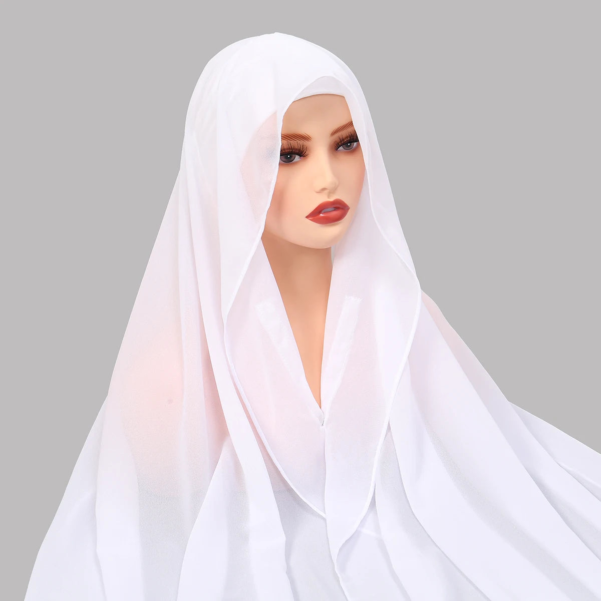 Magnetic Chiffon Hijab with Built-In Magnets & Undercap – Solid Color Easy Wear (18 Colors)