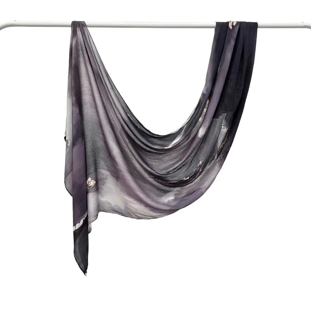 Patterned Voile Hijab Scarf - 170x70cm Modal Headscarf