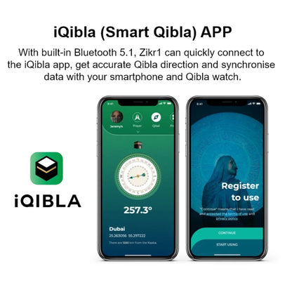 iQibla Smart Tasbeeh Ring M02 PRO – Bluetooth 5.1, OLED Display, 5 Prayer Reminders
