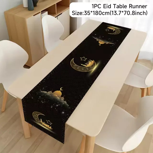 Ramadan Table Runner - Eid Mubarak Cloth Decoration 180x35cm