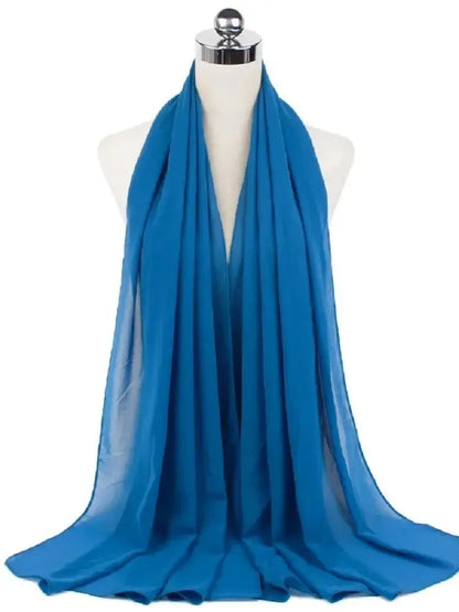 Solid Chiffon Hijab Scarf & Shawl for Women | Ready-to-Wear Muslim Headscarf | 65 Colors