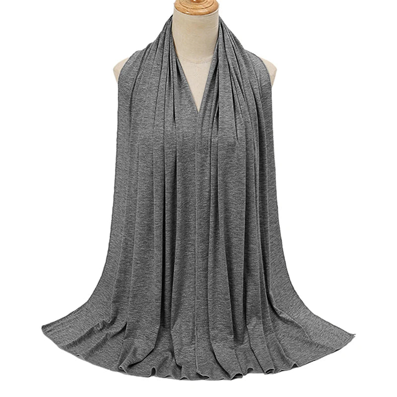 Jersey Hijab Scarf - 170x60cm Solid Color Stretch Polyester Shawl
