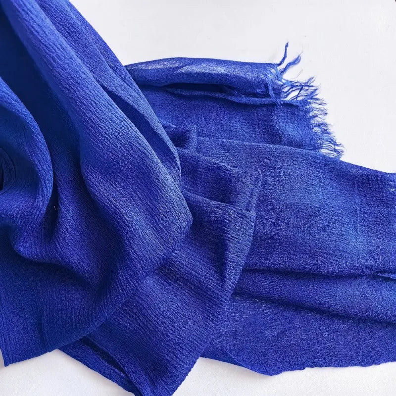 Soft Cotton-Viscose Tassel Hijab – 200x90cm Plain Headscarf (60 Colors)