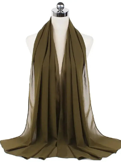Solid Chiffon Hijab Scarf & Shawl for Women | Ready-to-Wear Muslim Headscarf | 65 Colors