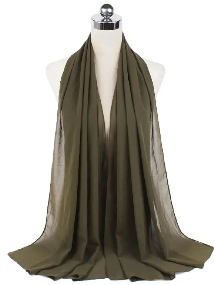 Solid Chiffon Hijab Scarf & Shawl for Women | Ready-to-Wear Muslim Headscarf | 65 Colors