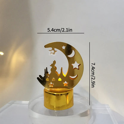 Ramadan Moon & Star LED Castle Lantern – Eid Mubarak Tabletop Decor (18 Styles)
