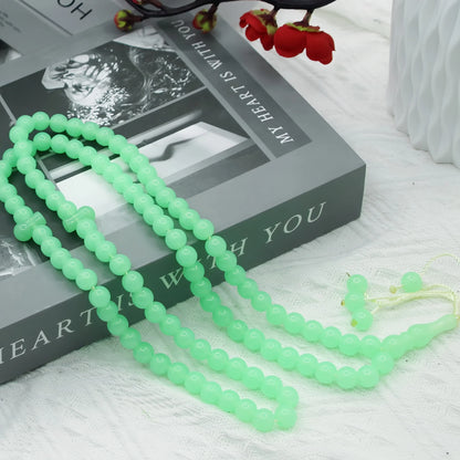 Glow-in-the-Dark Tasbih Prayer Beads – Oval Luminous Muslim Misbaha with Tassel