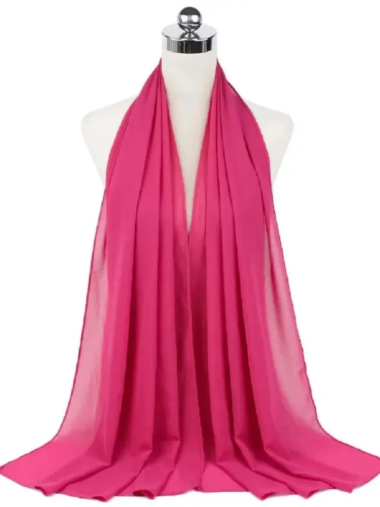 Solid Chiffon Hijab Scarf & Shawl for Women | Ready-to-Wear Muslim Headscarf | 65 Colors