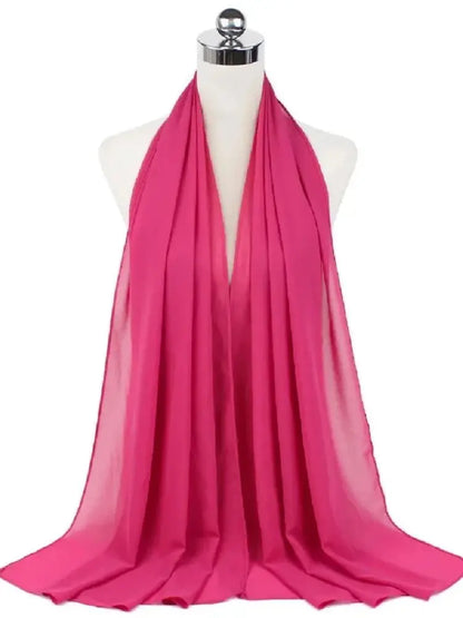 Solid Chiffon Hijab Scarf & Shawl for Women | Ready-to-Wear Muslim Headscarf | 65 Colors