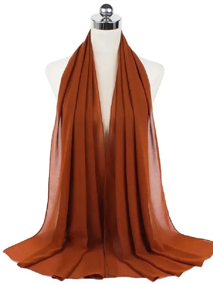 Solid Chiffon Hijab Scarf & Shawl for Women | Ready-to-Wear Muslim Headscarf | 65 Colors