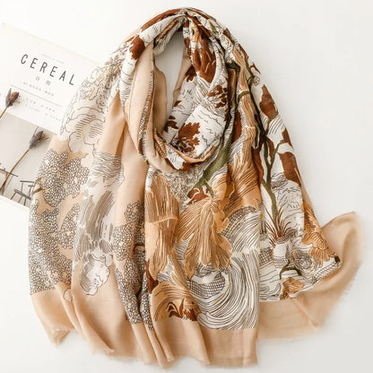 Printed Tassel Hijab Scarf & Shawl for Women | 88×180cm Bohemian Wrap | 60 Designs