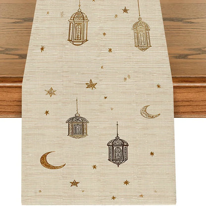 Ramadan Star & Lantern Table Runner | Eid Mubarak Home Decor | 3 Sizes